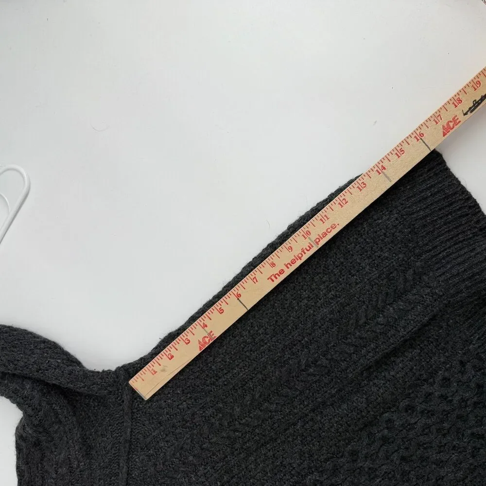 Vince Sweater Gray Cable Knit Wool Alpaca Pullover Cabincore Fisherman Womens M - Picture 10 of 11